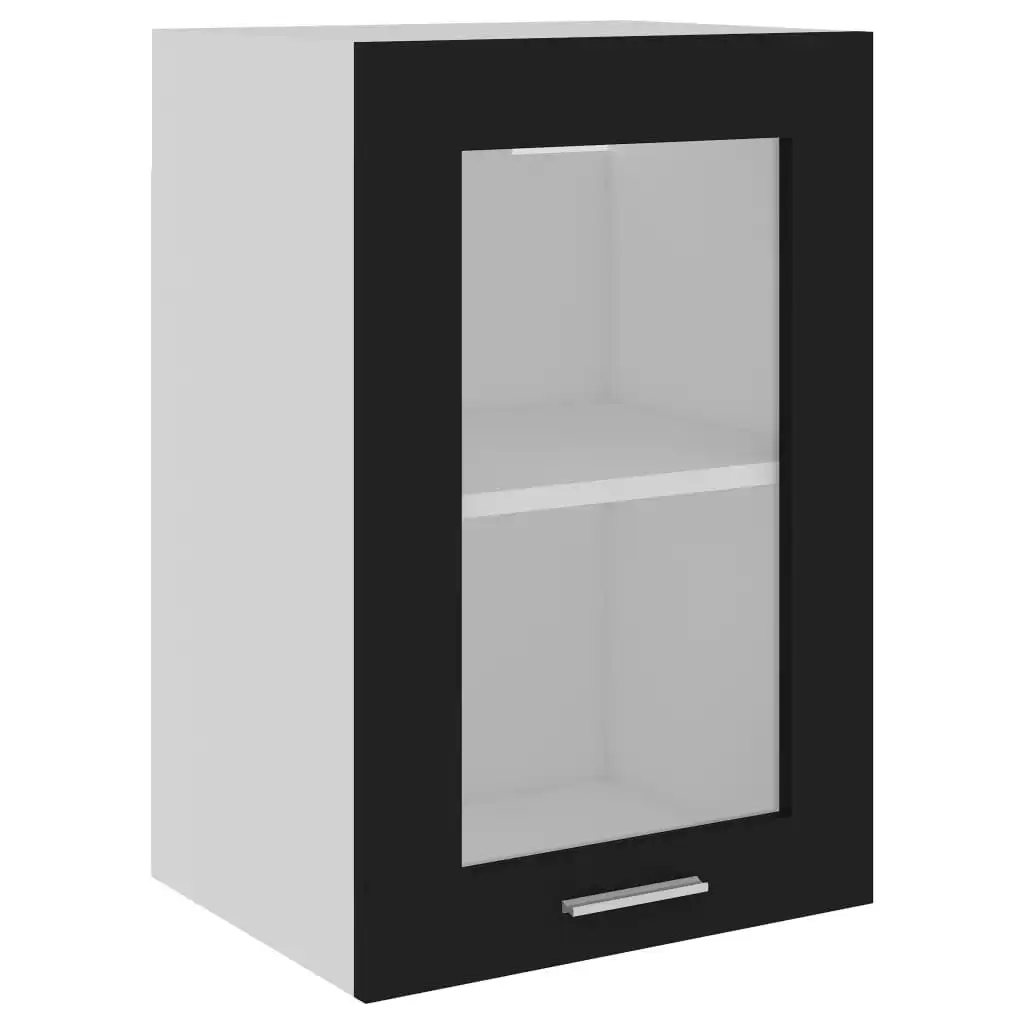 Hanging Glass Cabinet Black 40x31x60 cm Engineered Wood 802506