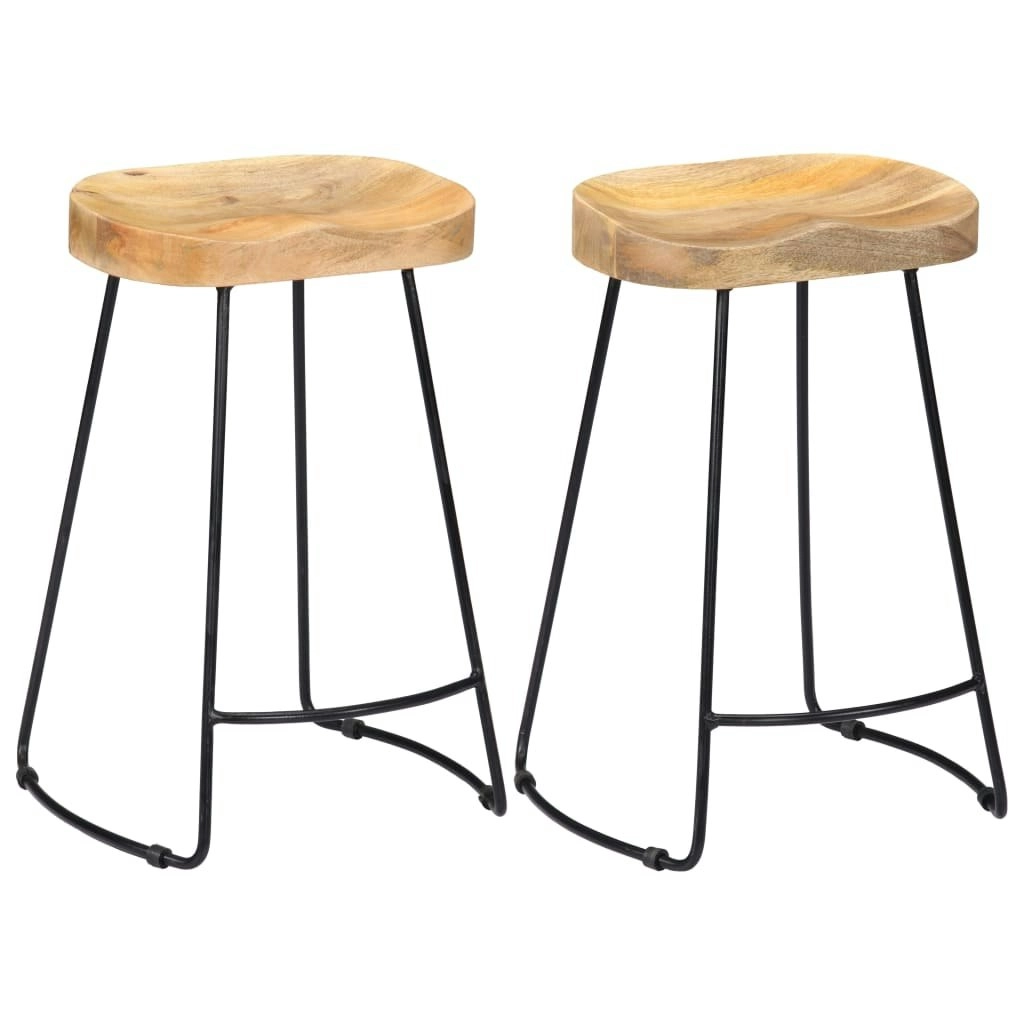 Gavin Bar Stools 2 pcs Solid Mango Wood 247837