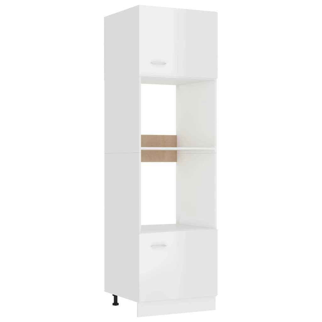 Microwave Cabinet High Gloss White 60x57x207 cm Engineered Wood 802551