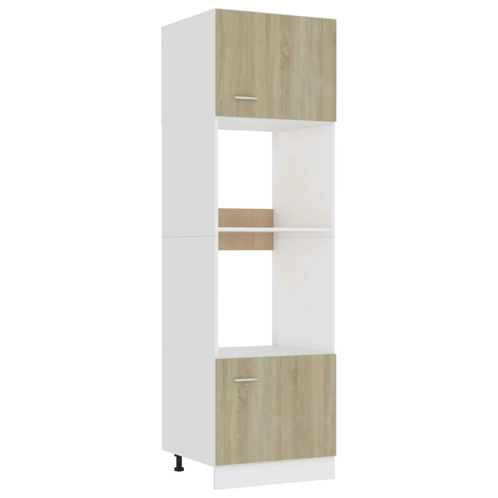 Microwave Cabinet Sonoma Oak 60x57x207 cm Engineered Wood 802549