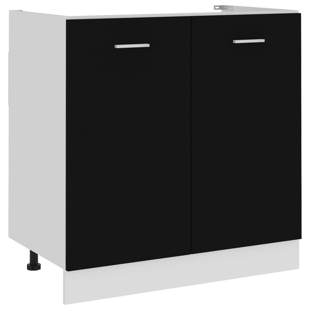 Sink Bottom Cabinet Black 80x46x81.5 cm Engineered Wood 801197