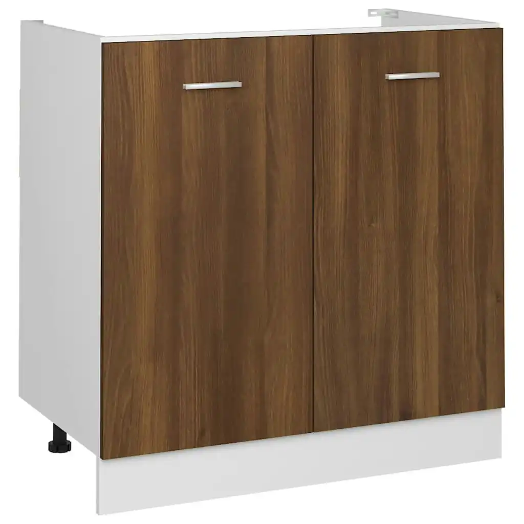 Sink Bottom Cabinet Brown Oak 80x46x81.5 cm Engineered Wood 815566