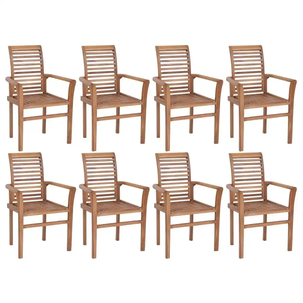 Stacking Dining Chairs 8 pcs Solid Teak Wood 3072945