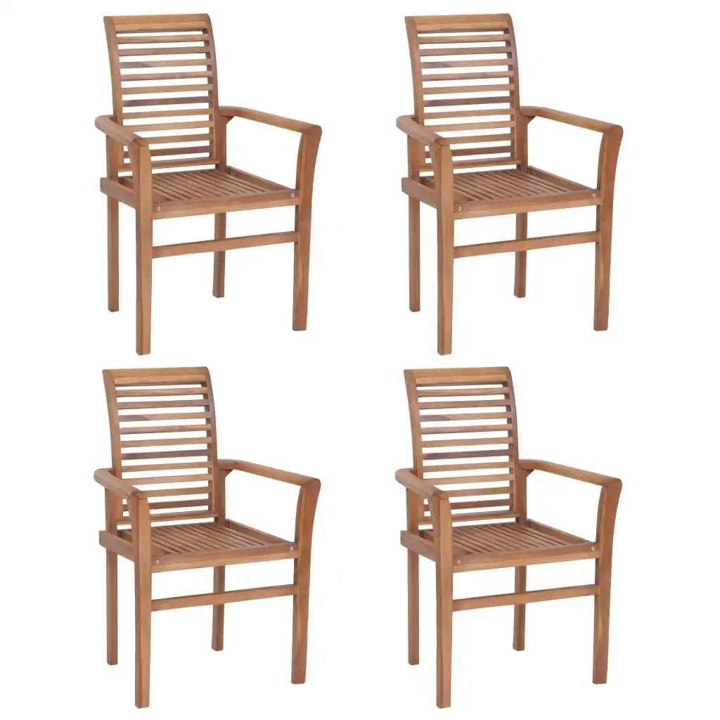 Stacking Dining Chairs 4 pcs Solid Teak 44665