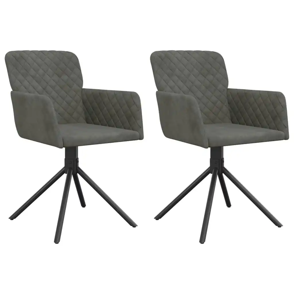 Swivel Dining Chairs 2 pcs Dark Grey Velvet 344791