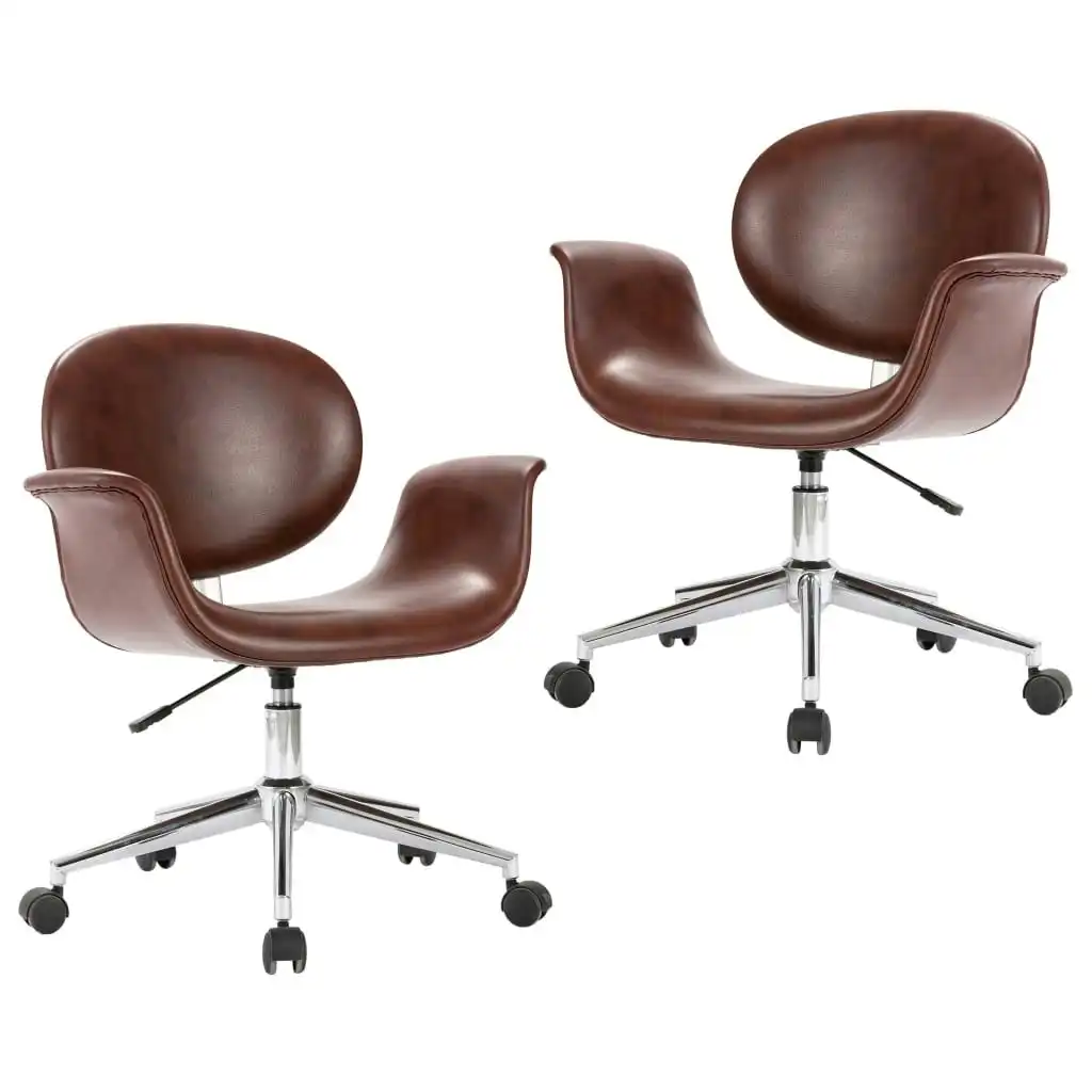 Swivel Dining Chairs 2 pcs Brown Faux Leather 3054860