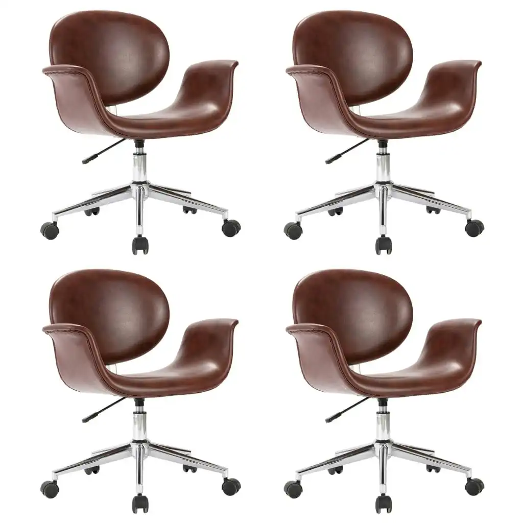 Swivel Dining Chairs 4 pcs Brown Faux Leather 3054861