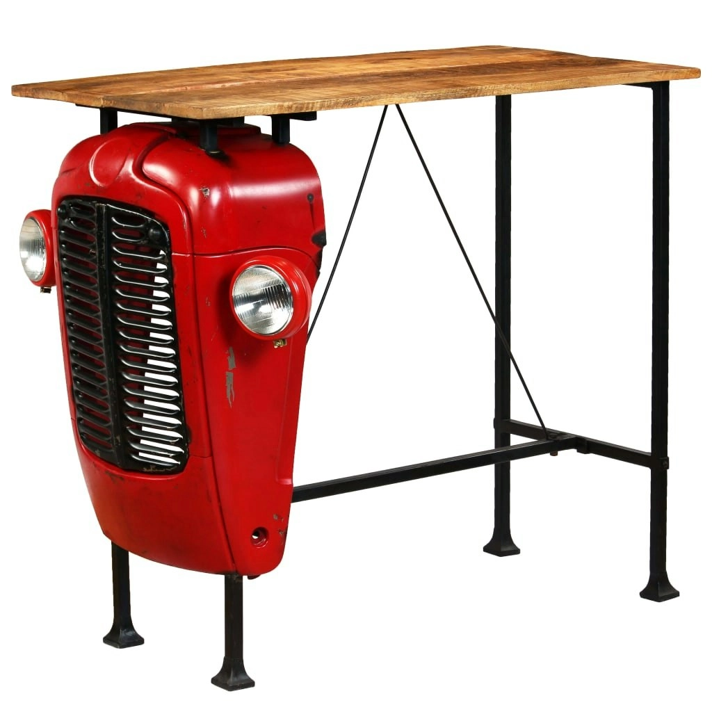 Tractor Bar Table Solid Mango Wood Red 60x120x107 cm 246236