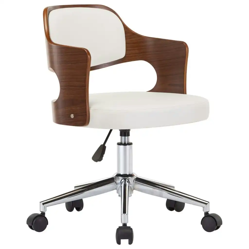 Swivel Dining Chair White Bent Wood and Faux Leather 287428