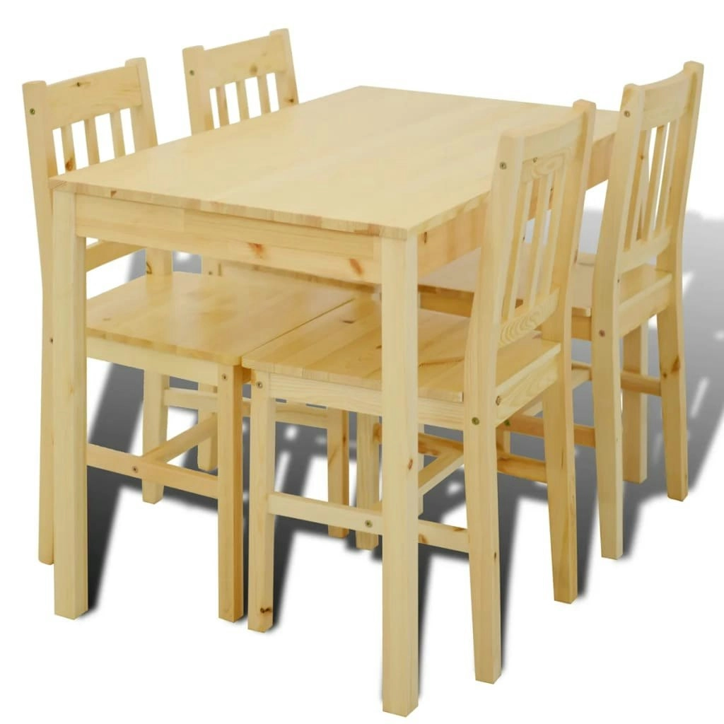 Wooden Dining Table with 4 Chairs Natural 241220