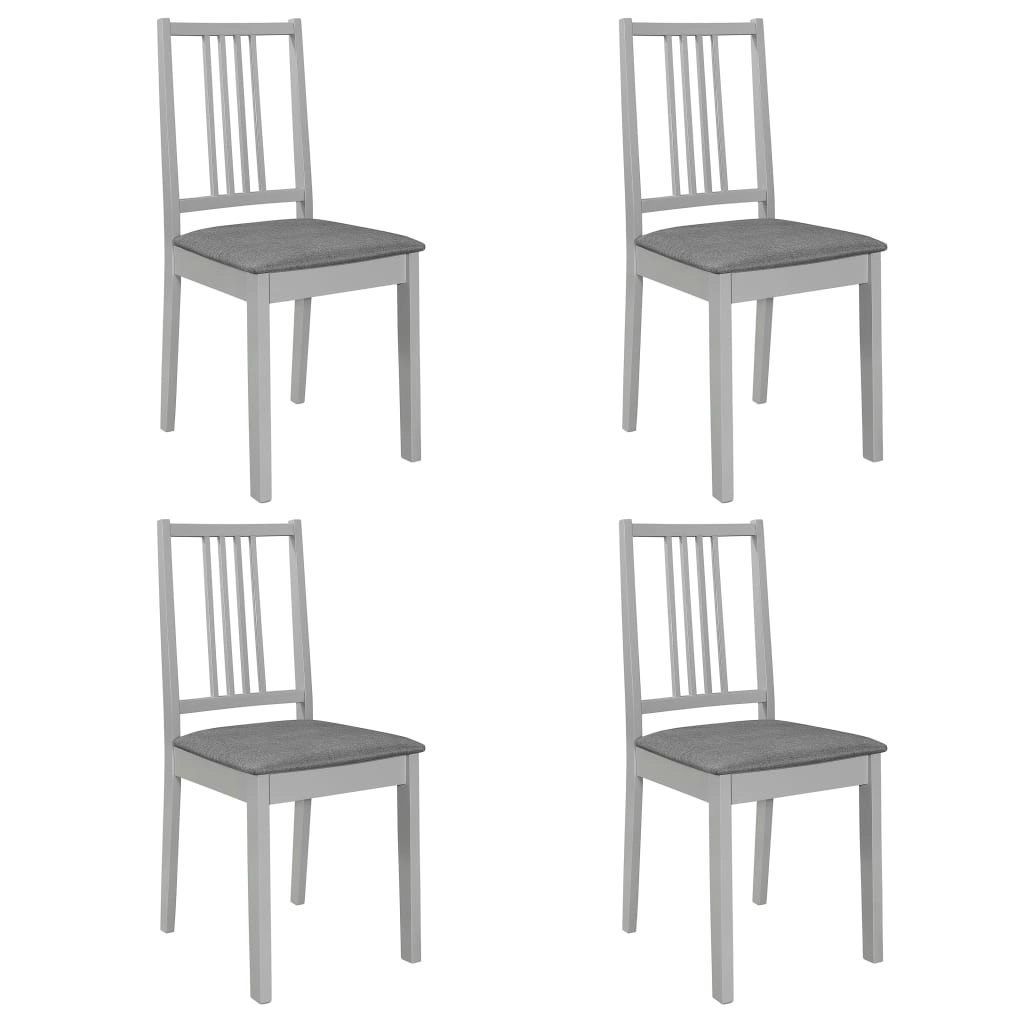 Dining Chairs with Cushions 4 pcs Grey Solid Wood 247639