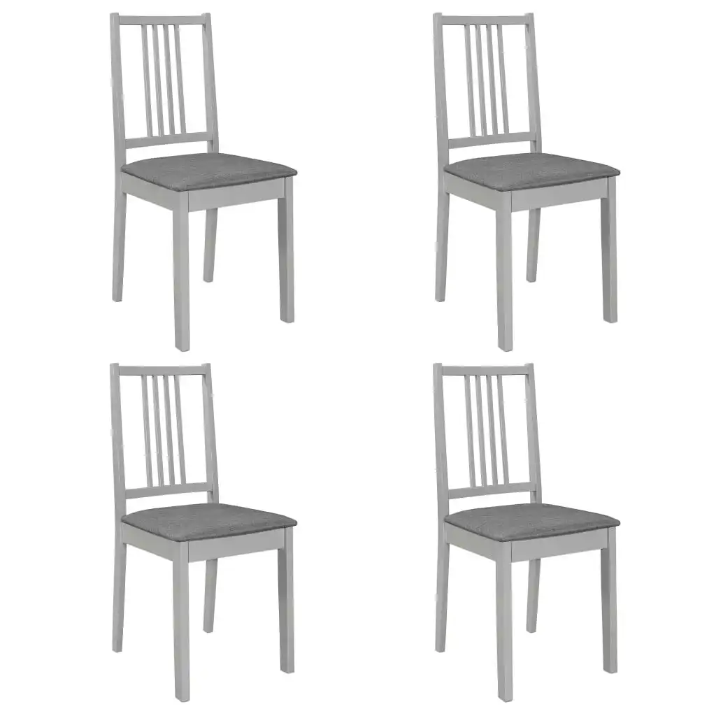 Dining Chairs with Cushions 4 pcs Grey Solid Wood 247639