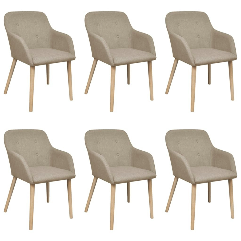 Dining Chairs 6 pcs Beige Fabric and Solid Oak Wood 270571