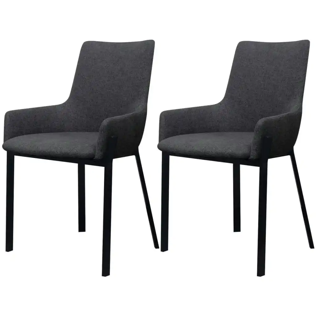 Dining Chairs 2 pcs Dark Grey Fabric 242767