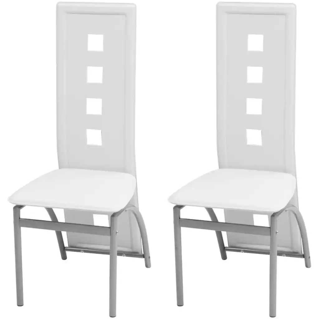 Dining Chairs 2 pcs White Faux Leather 243646