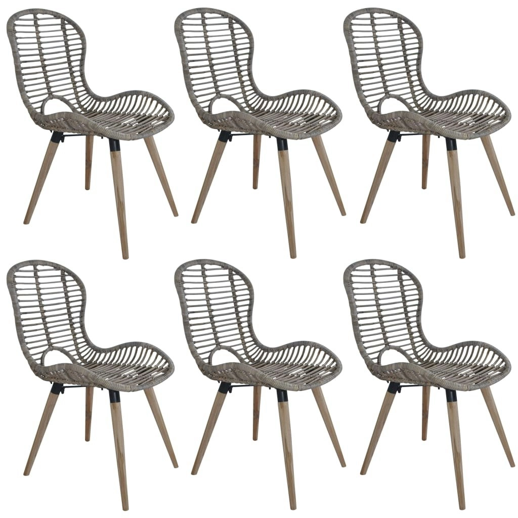 Dining Chairs 6 pcs Brown Natural Rattan 275839