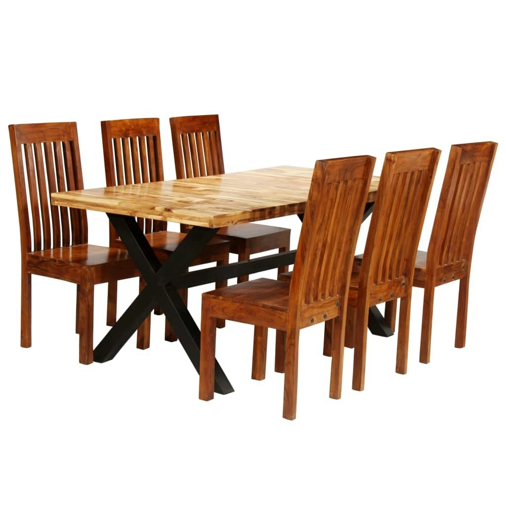 Dining Table Set 7 Pieces Solid Acacia and Mango Wood 275333