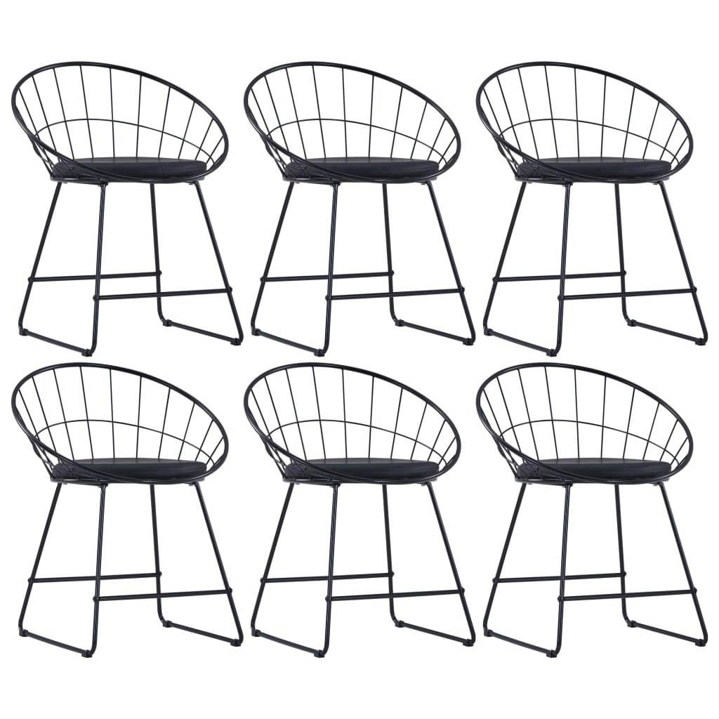 Dining Chairs with Faux Leather Seats 6 pcs Black Steel 276236