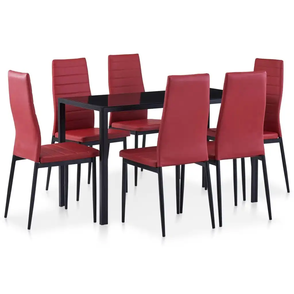 Seven Piece Dining Set Wine Red 281700