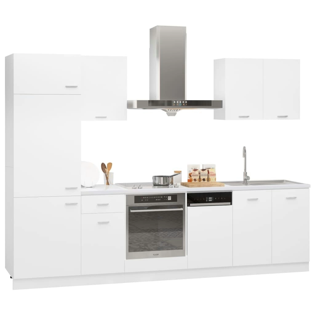 7 Piece Kitchen Cabinet Set White Engineered Wood 3067631