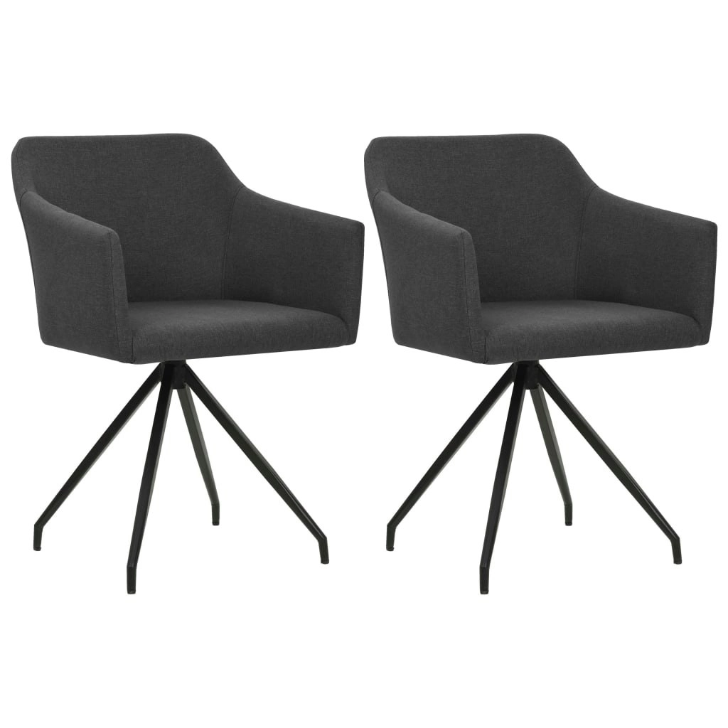 Swivel Dining Chairs 2 pcs Dark Grey Fabric 323073