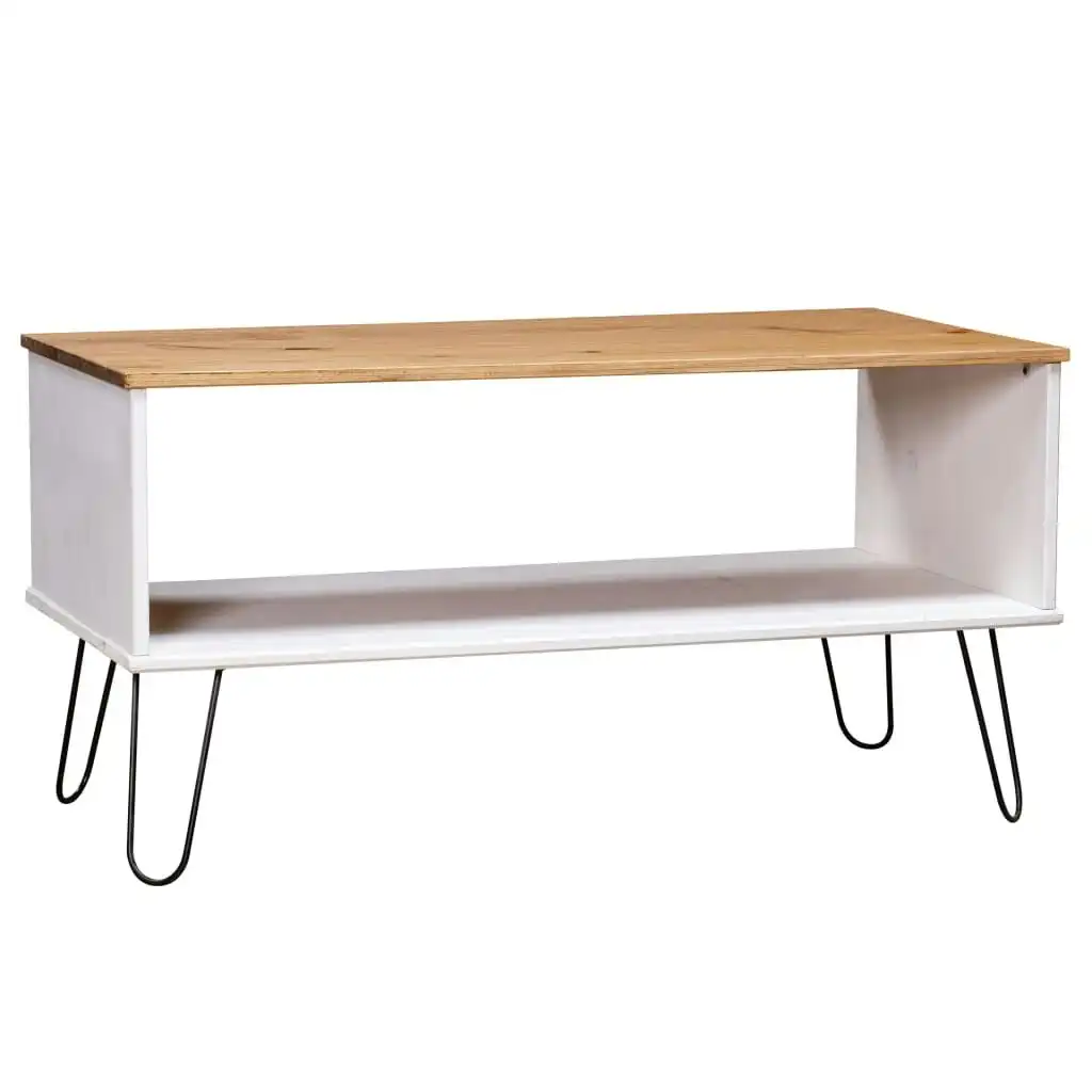 Coffee Table "New York" White and Light Wood Solid Pine Wood 321151