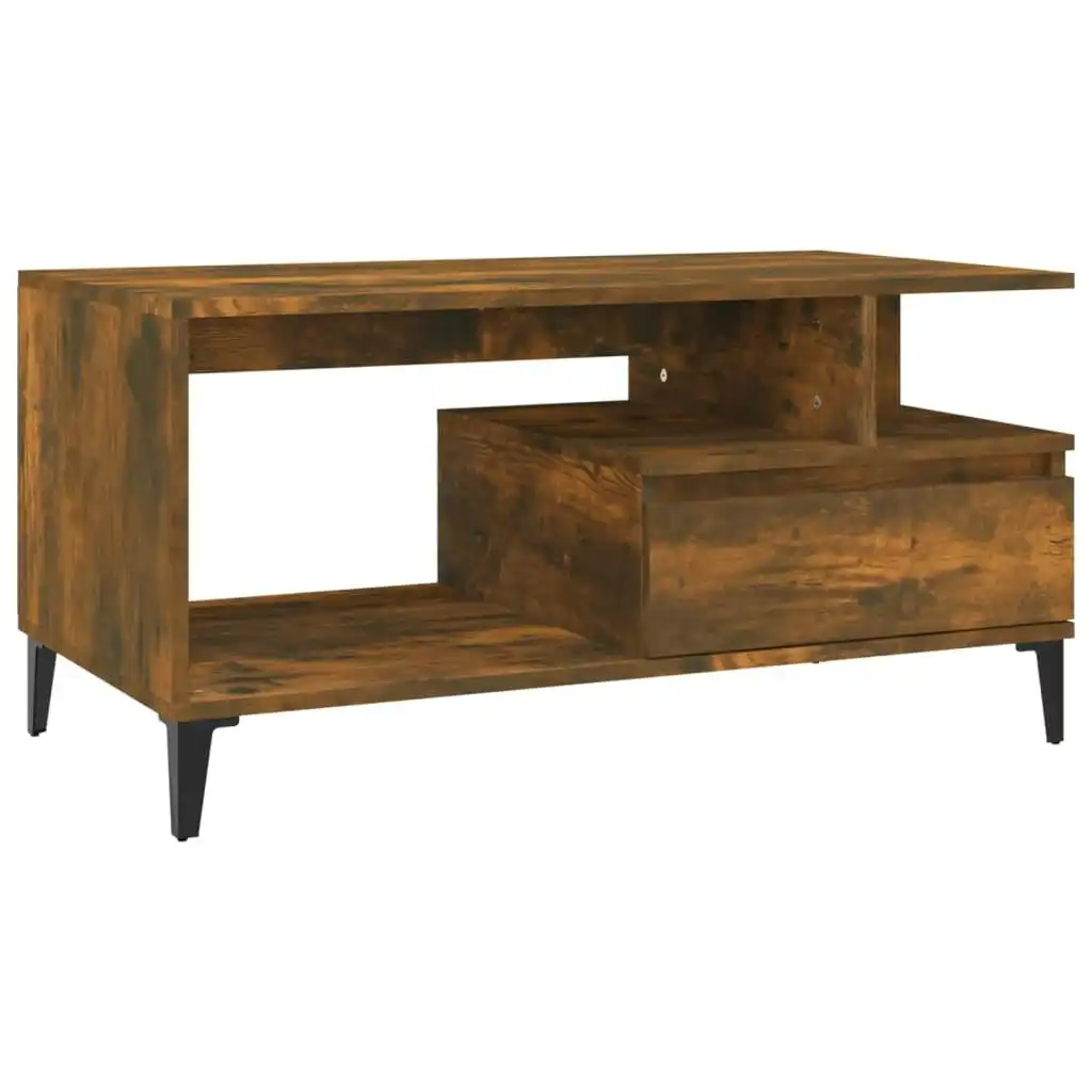 Coffee Table  Smoked Oak 90x49x45 cm Engineered Wood 819625