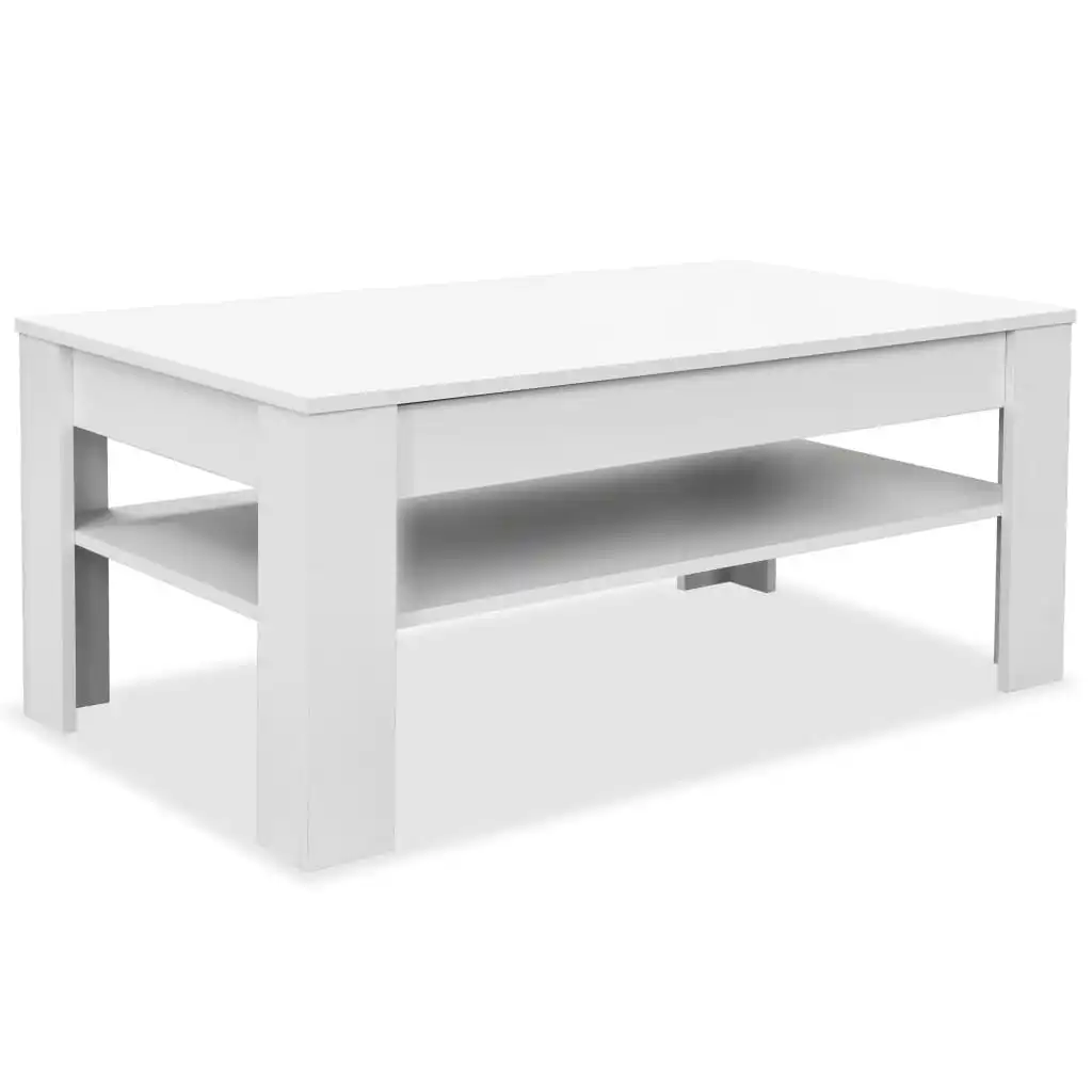 Coffee Table Engineered Wood 110x65x48 cm White 244859