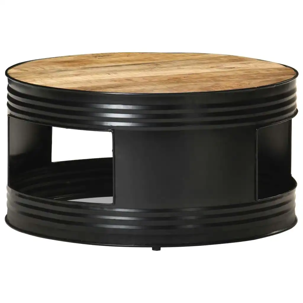 Coffee Table Black 68x68x36 cm Solid Rough Mango Wood 321931