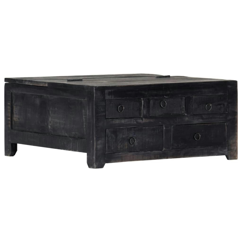 Coffee Table Black 65x65x30 cm Solid Mango Wood 247986