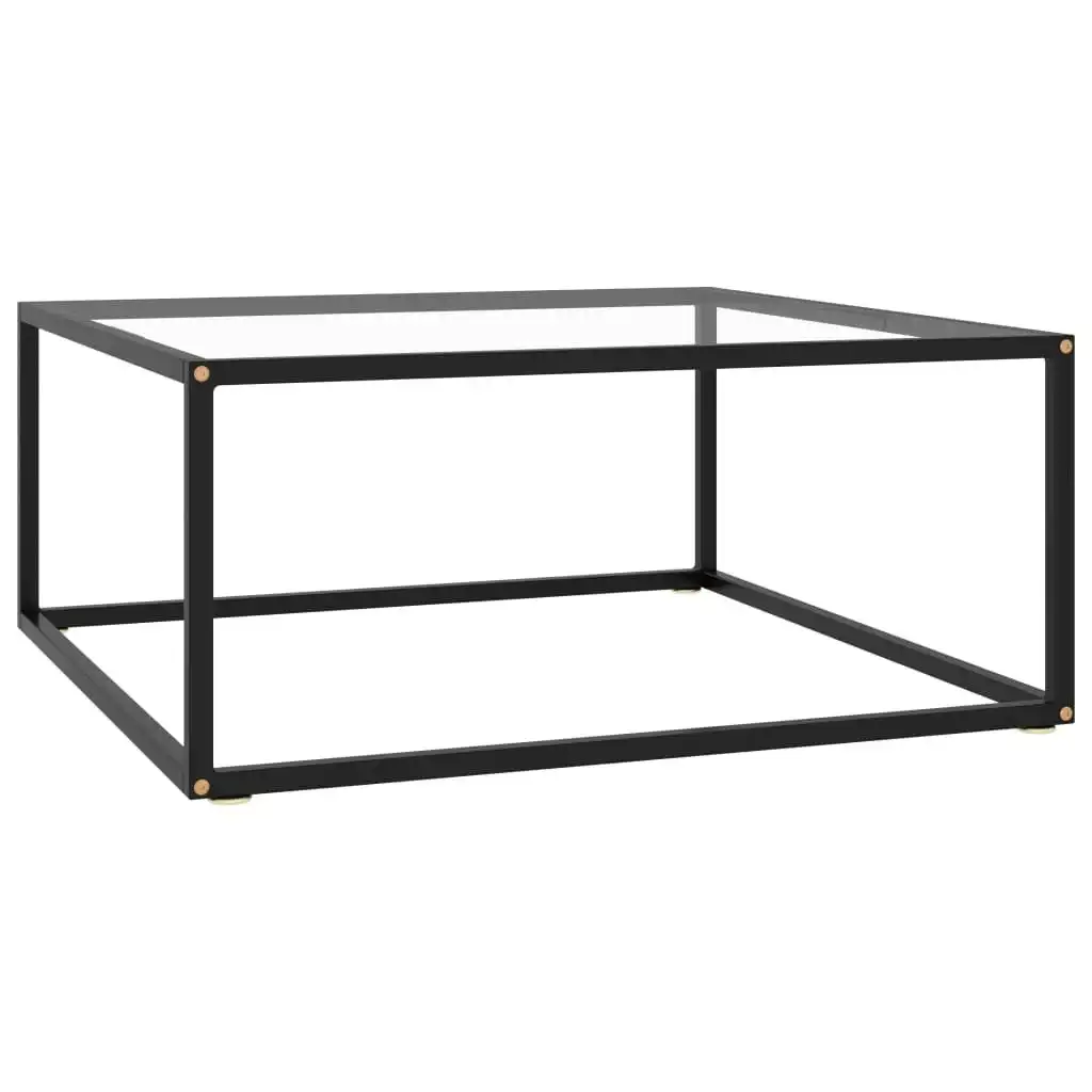 Coffee Table Black with Tempered Glass 80x80x35 cm 322875