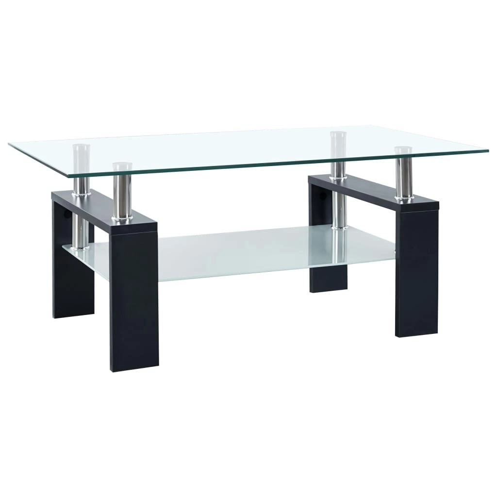 Coffee Table Black and Transparent 95x55x40 cm Tempered Glass 330303