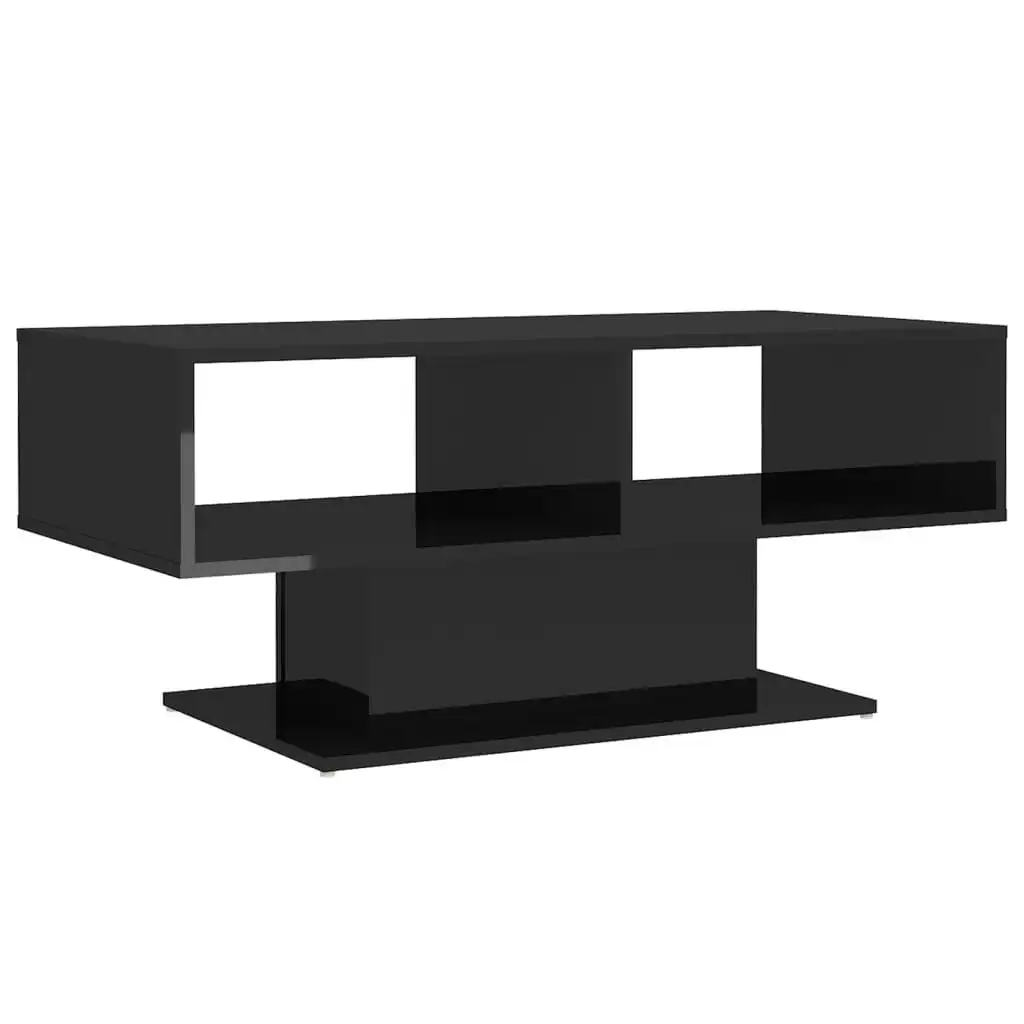 Coffee Table High Gloss Black 103.5x50x44.5 cm Engineered Wood 806829