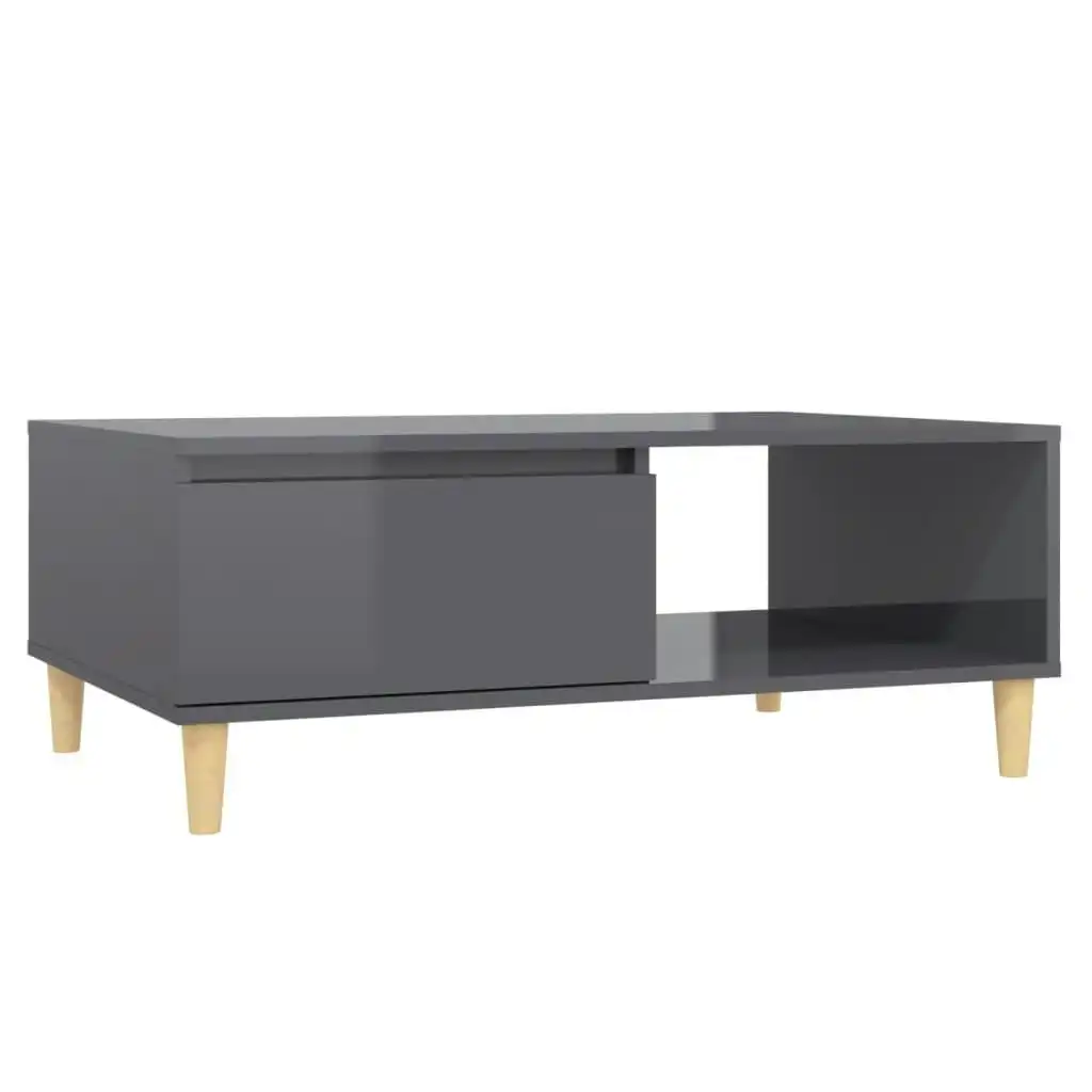 Coffee Table High Gloss Grey 90x60x35 cm Engineered Wood 806003