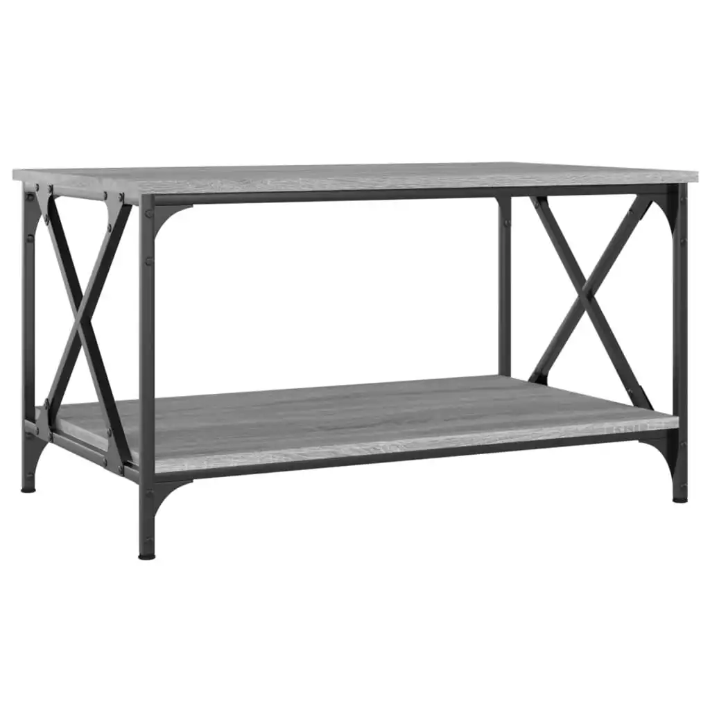 Coffee Table Grey Sonoma 80x50x45 cm Engineered Wood and Iron 823320