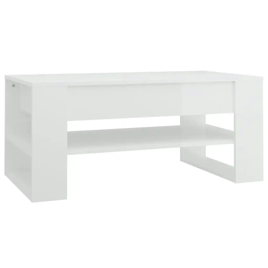 Coffee Table High Gloss White 102x55x45 cm Engineered Wood 810905