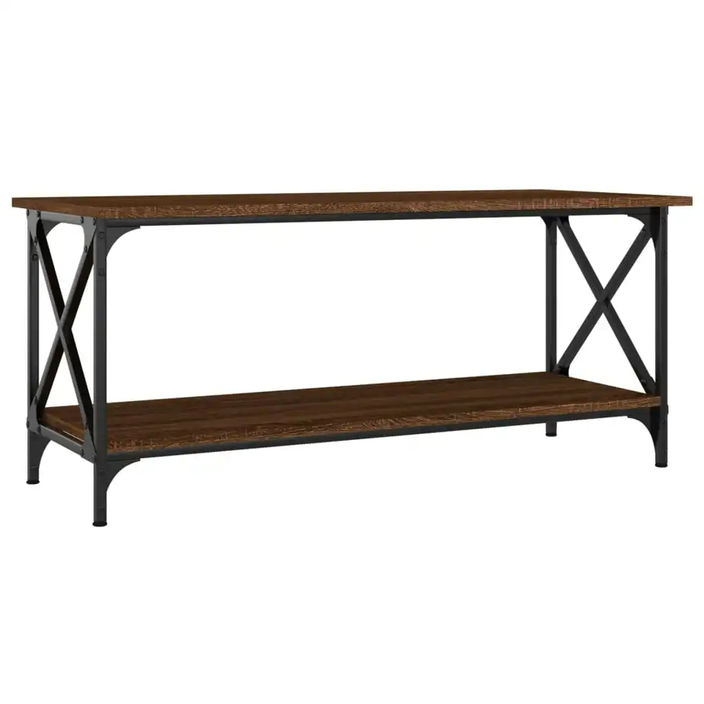 Coffee Table Brown Oak 100x45x45 cm Engineered Wood and Iron 823316