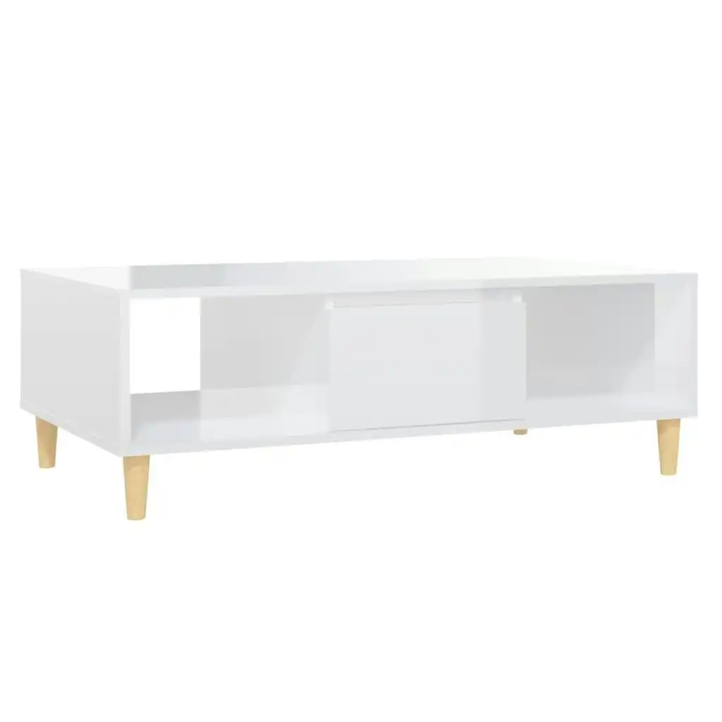 Coffee Table High Gloss White 103.5x60x35 cm Engineered Wood 806019