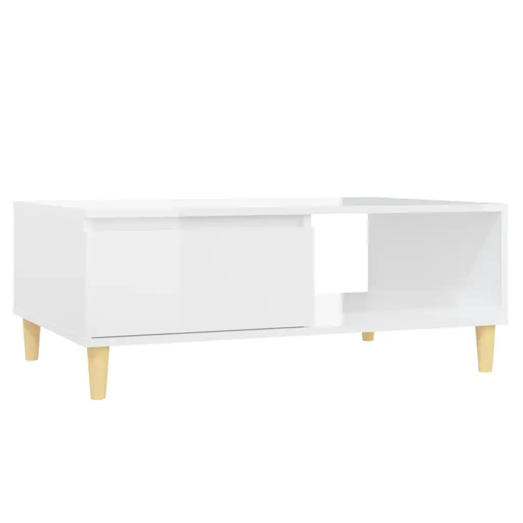 Coffee Table High Gloss White 90x60x35 cm Engineered Wood 806001