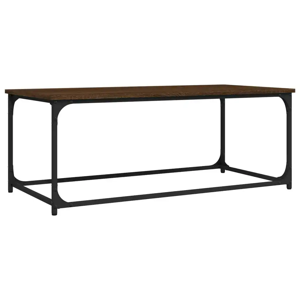 Coffee Table Brown Oak 102x50x40 cm Engineered Wood and Iron 823301