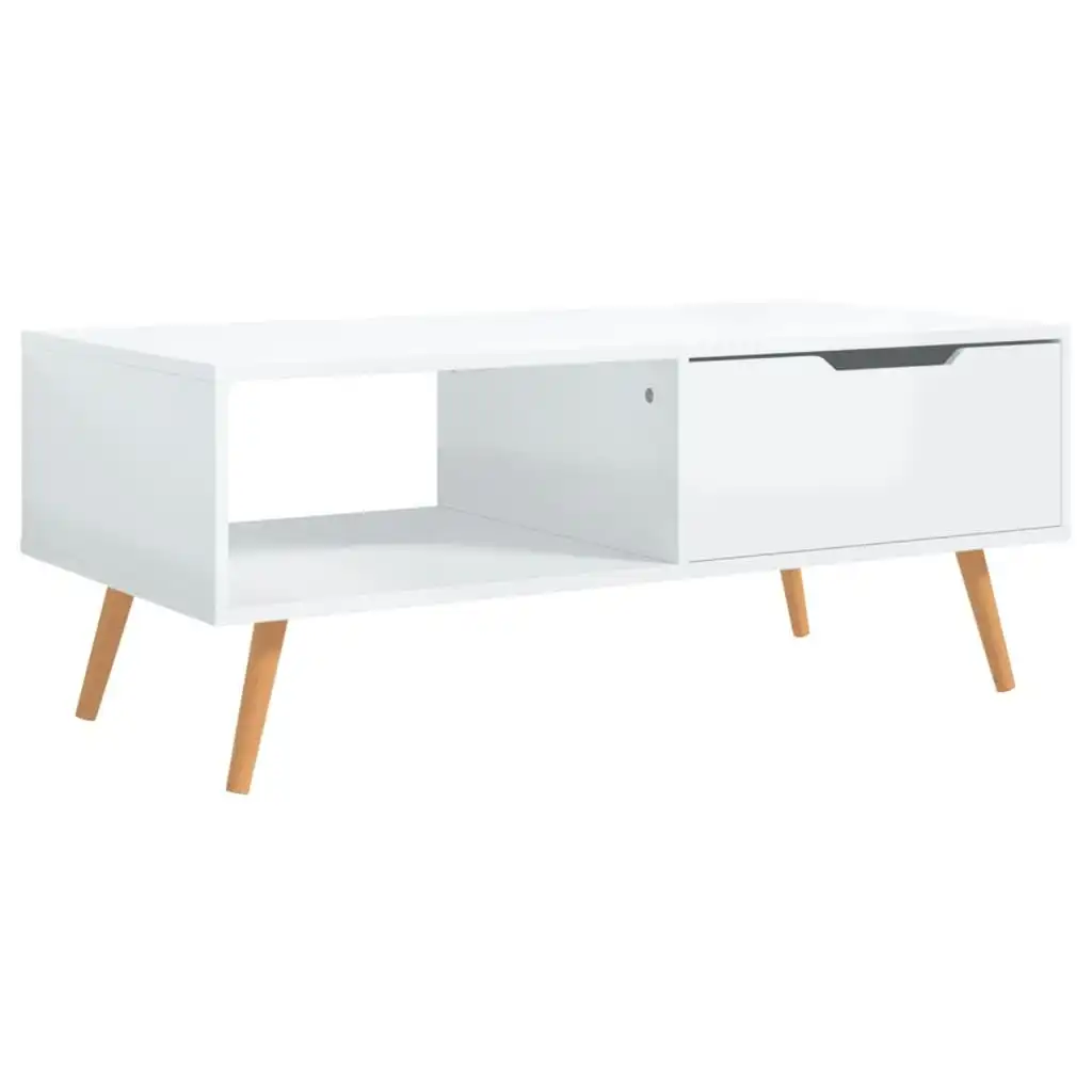 Coffee Table High Gloss White 100x49.5x43 cm Engineered Wood 326792