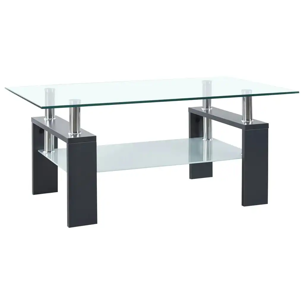 Coffee Table Grey and Transparent 95x55x40 cm Tempered Glass 330305