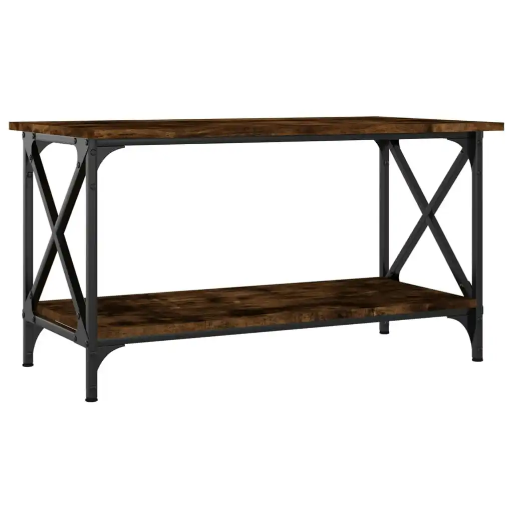 Coffee Table Smoked Oak 80x45x45 cm Engineered Wood and Iron 823324