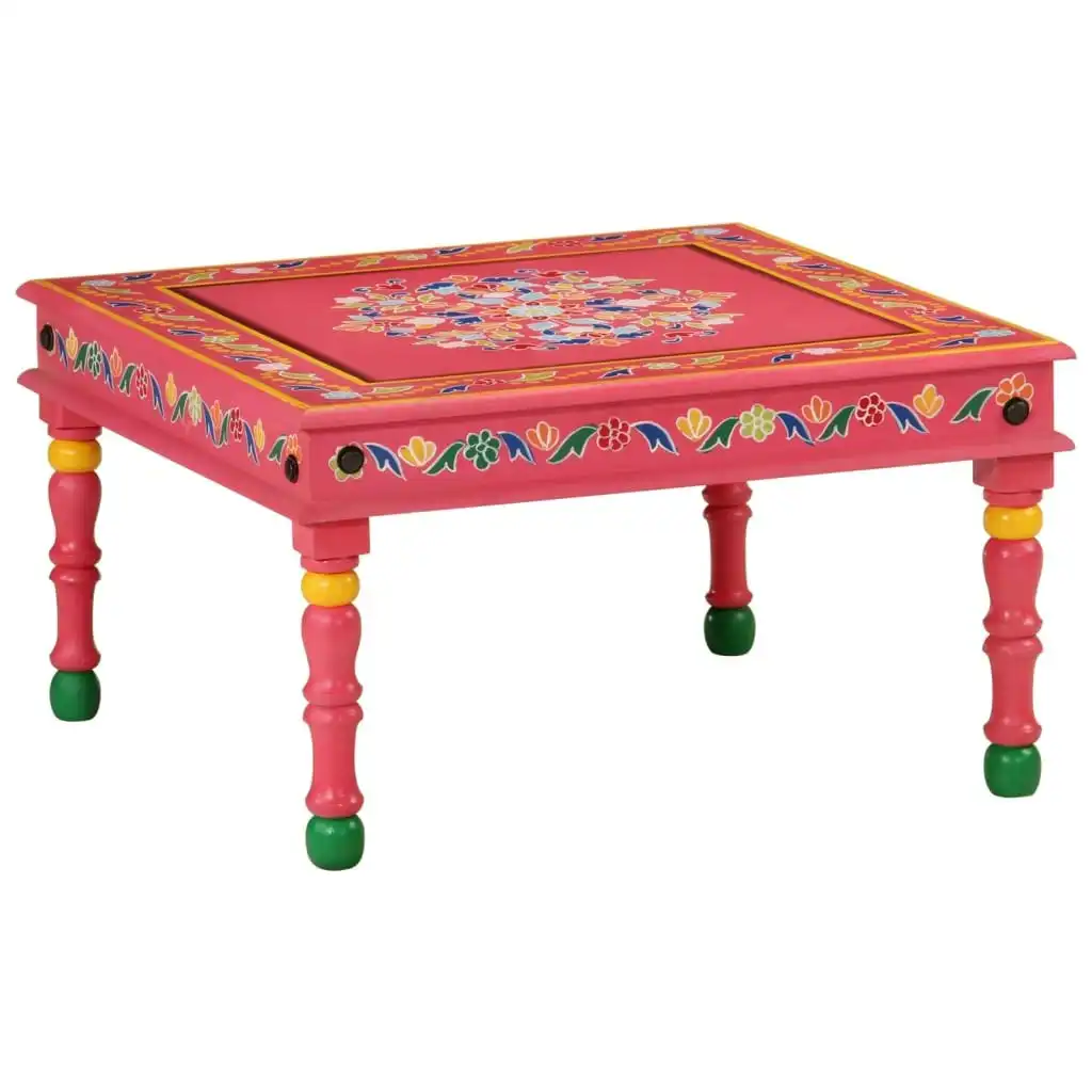 Coffee Table Pink Hand Painted Solid Wood Mango 353762