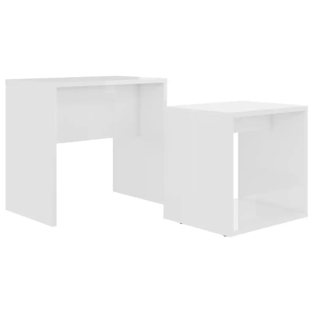 Coffee Table Set High Gloss White 48x30x45 cm Engineered Wood 802891