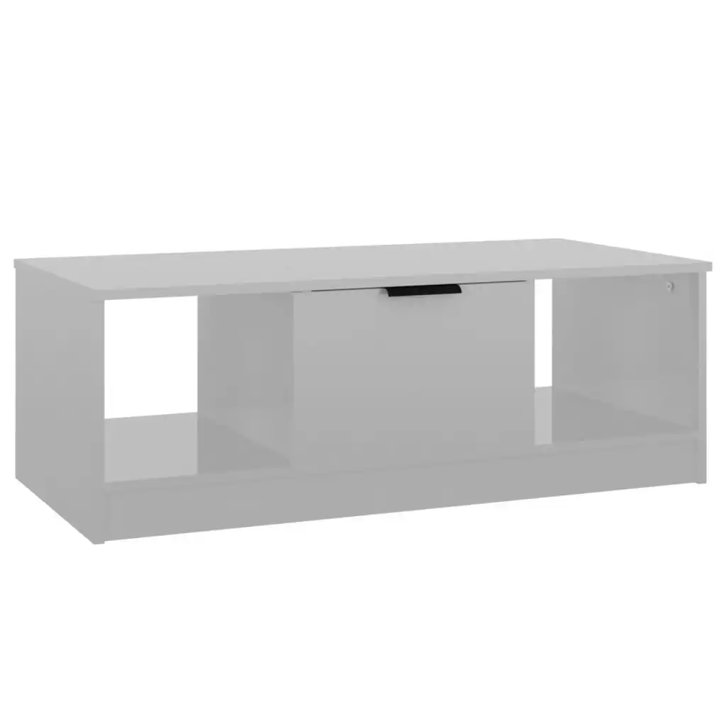 Coffee Table High Gloss White 102x50x36 cm Engineered Wood 811355