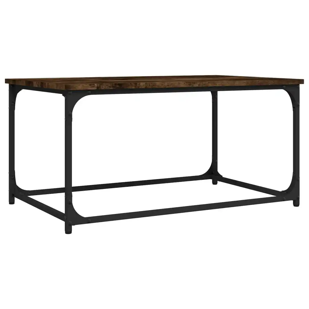 Coffee Table Smoked Oak 80x50x40 cm Engineered Wood and Iron 823294