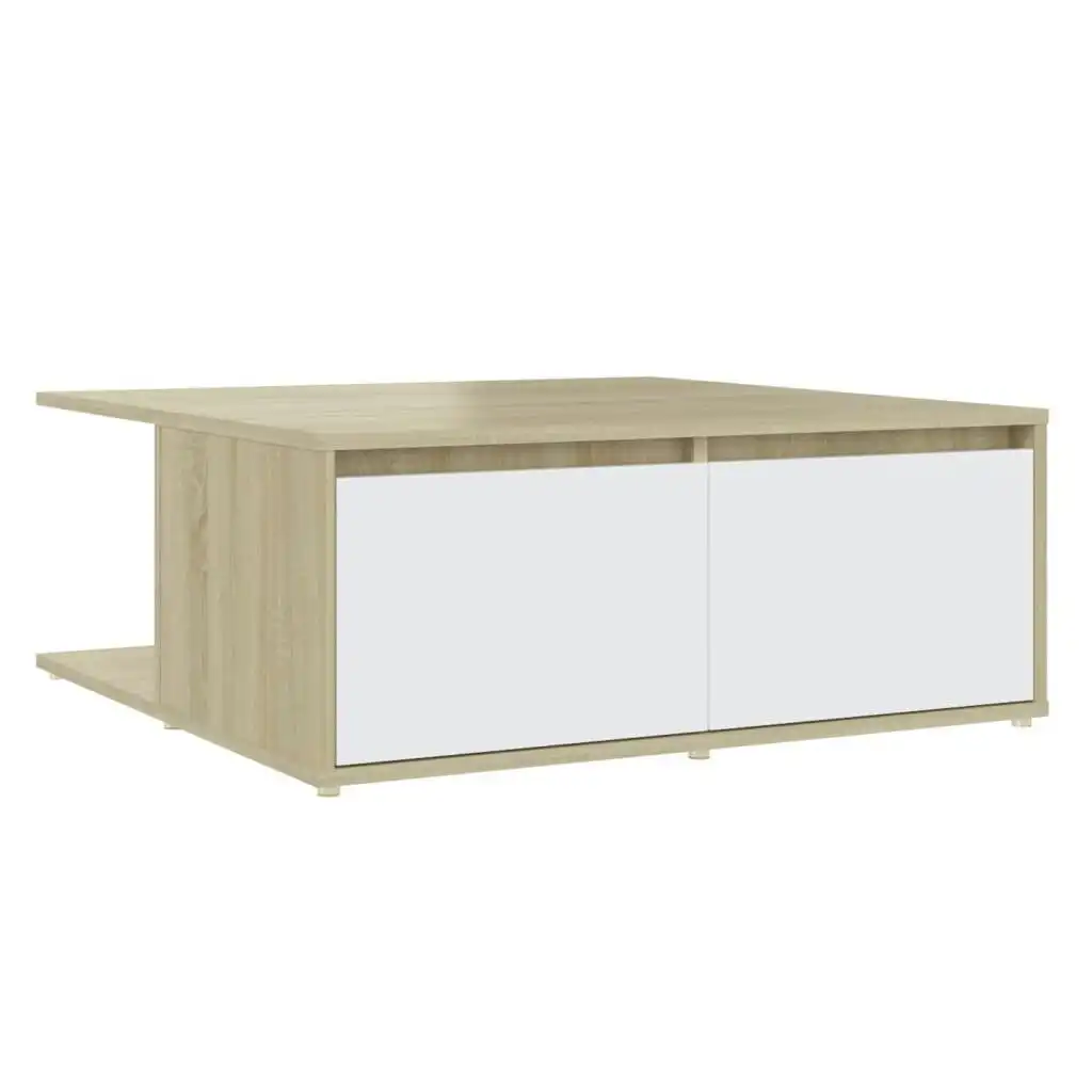 Coffee Table White and Sonoma Oak 80x80x31 cm Engineered Wood 806881