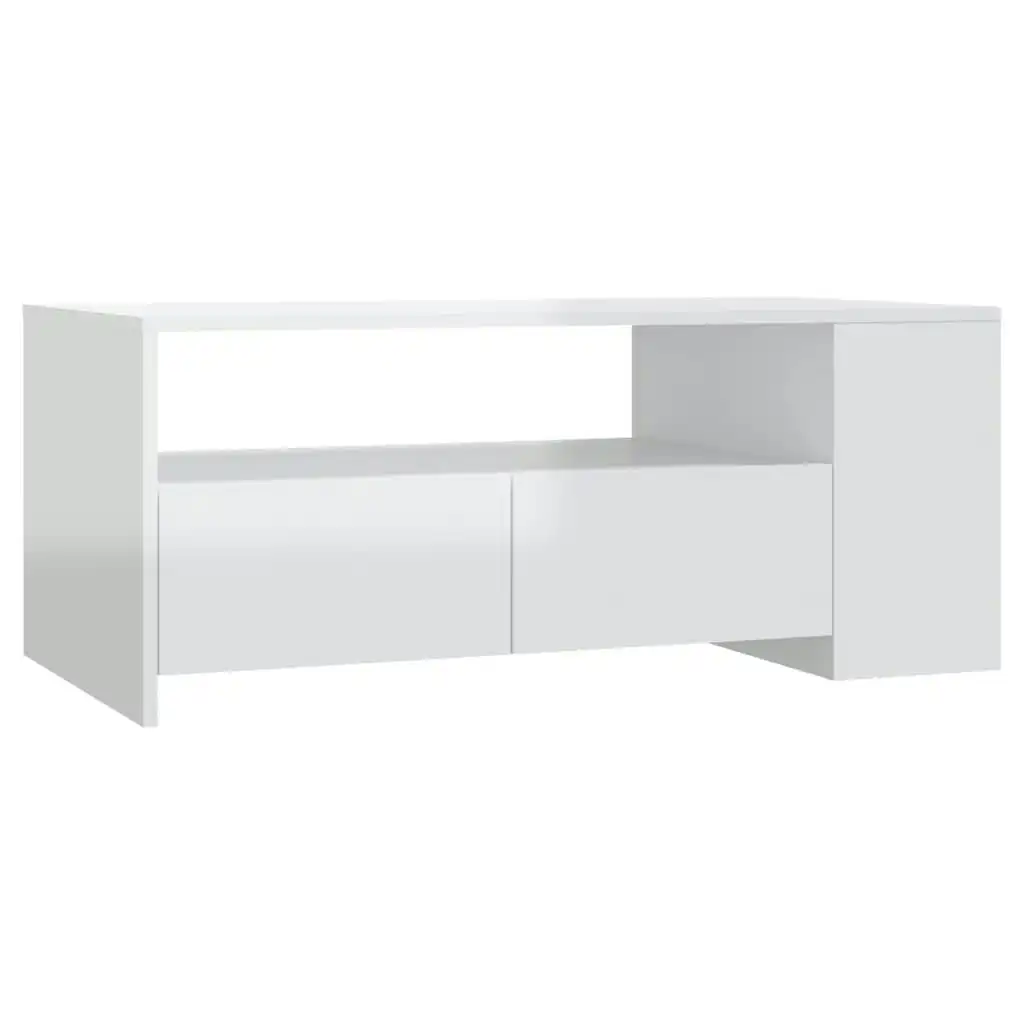 Coffee Table High Gloss White 102x55x42 cm Engineered Wood 810923