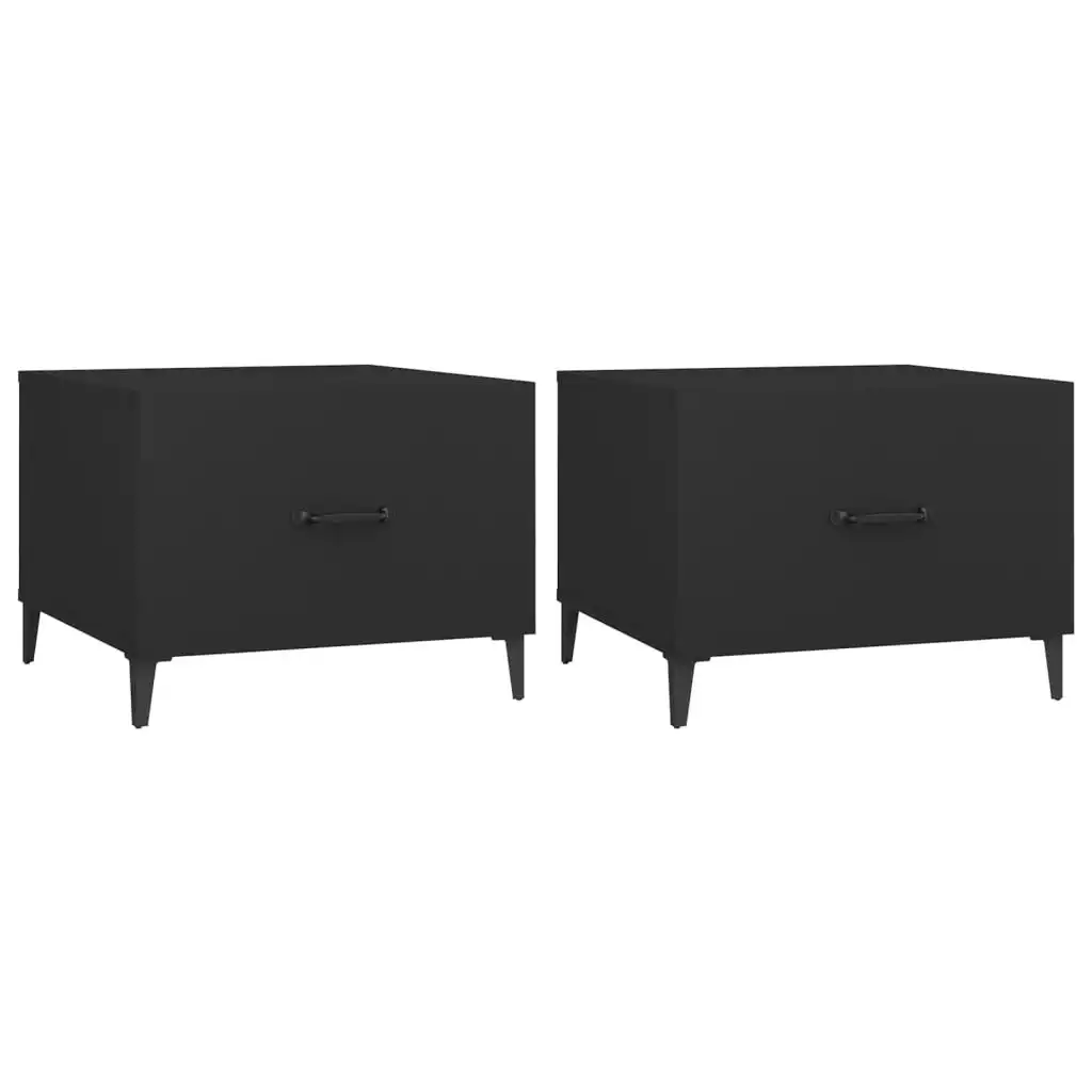 Coffee Table with Metal Legs 2 pcs Black 50x50x40 cm 812729